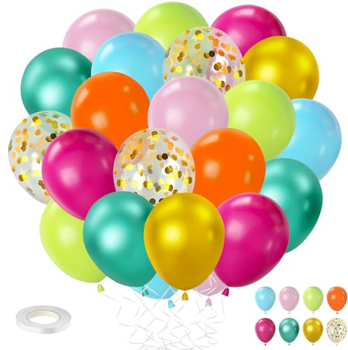 Luftballon zum Geburtstag, mehrfarbig, 50 Stück, 30,5 cm, Luftballons, Hawaii-Party, Hawaii, Latex-Ballon, Helium, für Hawaiianische Sommerparty, Geburtstag, Babyparty