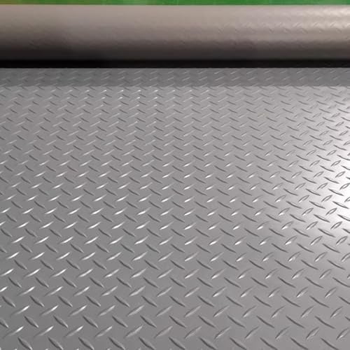 Gummimatten, Garagenmatten für den Boden, rutschfeste Matten für Garagen, Werkstätten und Parkplätze, Garagenbodenmatte für Werkstatt, Fitnessstudio, PVC-Garagenbodenrolle,Grau,1.5x5m