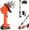 TUPOSTAR Motobineuse sans Fil 21 V, Largeur Et Profondeur De Labourage De 10 Cm, Portable avec Rallonge, Motobineuse éLectrique 235 TR/Min, LéGèRe (1,2 Kg),2 Batteries