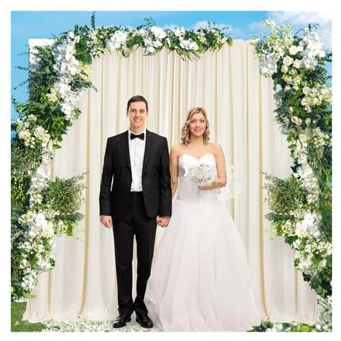 Polyester-Panel Hochzeit Hintergrund Vorhang Bühne Hintergrund Photo Booth Party Dekoration Hochzeit Hintergrund Vorhang(Ivory,1.5m W x 2.4m H)