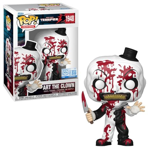 Funko POP! Movies Terrifier 3 Art The Clown Vinyl Figur, Exclusiv, Number 1948, 4.2 Inches Tall, Blood Splatter Details