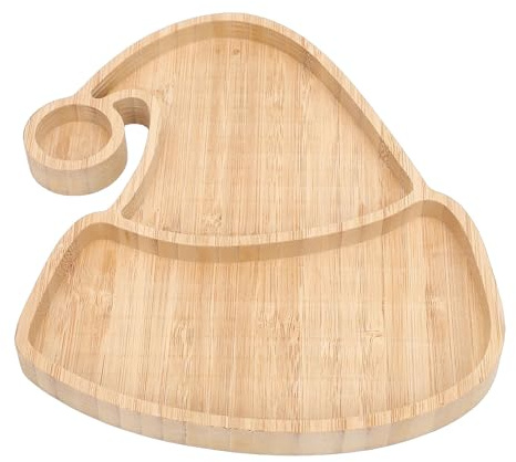 Ahgsup Cappello da Babbo Natale Vassoio da Portata Piatto da Snack in Legno Piatto da Portata in Legno Caramelle Natalizie Portanoci per Biscotti Decorazioni Natalizie Centrotavol