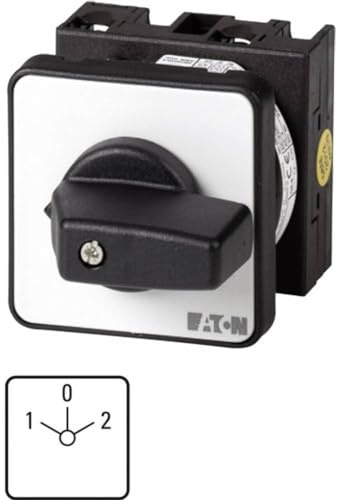 Eaton 091047 reversible switch, contacts: 5, 20 A, front plate: 1-0-2, 60 degrees, locking, installation.