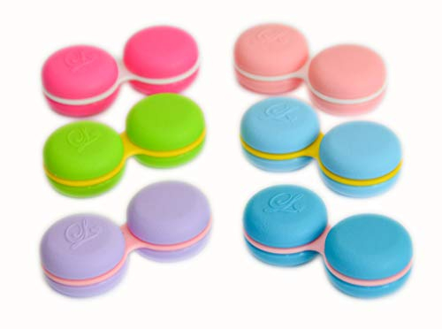 SPORTS WORLD VISION Macaroon Pink Contact Lens Cases, 3PCS Storage/Soaking Contact Lens Case for Left/Right Eyes, Durable, Compact, Portable and Leakproof Lens Case Box