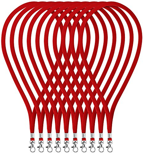 Porte Badge Cordon Tour De Cou Badge,Fushing 100Pcs 45Cm Rouge Cordon Pour Badge Cordon De Cou Porte-Badges Porte Badge Tour De Cou