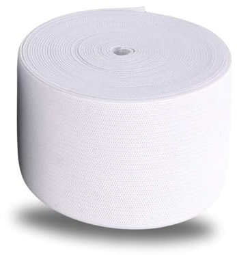 25 m Gummiband Breit 10,15, 20, 25, 30, 40, 45, 50 mm Schwarz oder Weis mittlere Zugkraft (40 mm, Weis)