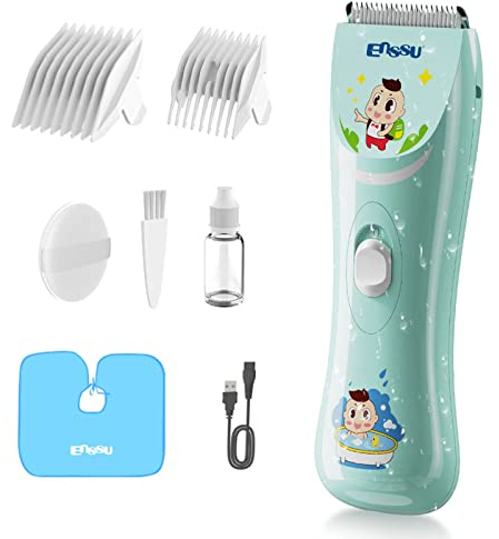 ENSSU Elektronischer Baby Haarschneidemaschine, Wasserdicht Kinder Ruhig Haartrimmer mit 2 Führungen Kämme, Schnurloses Kinderhaarschneider mit sicheren Keramikklingen