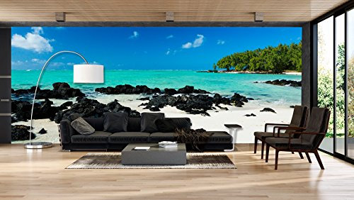 Fotomural Vinilo Pared Playa Rocosa | Fotomurales pared | Fotomural Decorativo | Mural | Vinilo Decorativo | Varias Medidas 400 x 300 cm | Decoración comedores salones | Motivos Paisajisticos