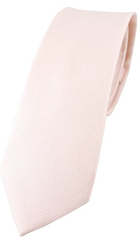 TigerTie schmale Designer Krawatte in zartrosa Uni - 100% Baumwolle - Krawattenbreite 6 cm