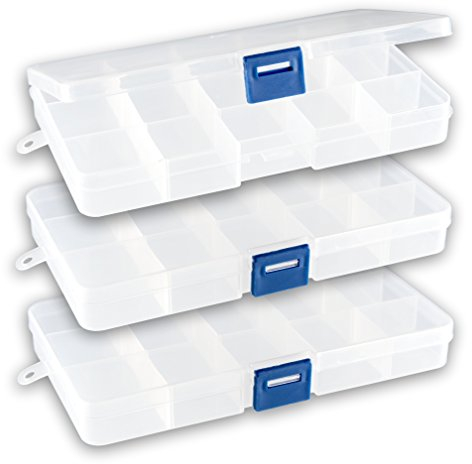 3x Sortierbox transparent (leer) 15 Fächer mit Klappdeckel und Schnellverschluss