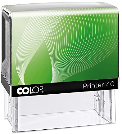 Colop Printer 40 (50x23 mm - max. 6 Zeilen) Stempel mit Wunschtext personalisieren – selbstfärbender Stempel als Namensstempel, Adressstempel, Firmenstempel (Grün/Schwarz)