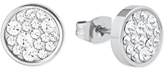 s.Oliver Ohrstecker Edelstahl Damen Ohrschmuck, mit Kristall, 1 cm, Silber, Kommt in Schmuck Geschenk Box, 2022661