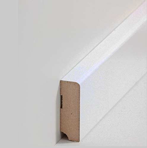 SockelleisteMannheim 58 x 19 mm MDF foliert 720.058 | Fußleiste | Bodenleiste | Profisockelleisten | Weiß