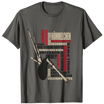 Vielfalt der Dudelsäcke – Weltweite Bagpipes Word Art T-Shirt