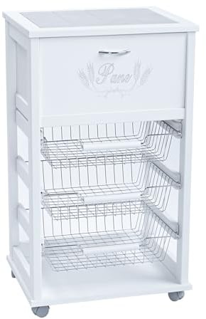 LIBEROSHOPPING.eu - LA TUA CASA IN UN CLICK Carrello Cucina portafrutta portapane con Ruote (Laccato Bianco)