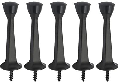 QCAA Heavy Duty Door Stop, 5 Pack, Zinc Die Cast, Matte Black, Rubber Tip, 3