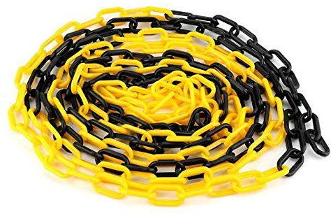 Plastic Chain, 6mm x 5m Plastic Barrier Chain Link, Parking Space Barrier Assorted Colours Plastic Chain Safety for Decorative Garden Fence - Yellow & Black
