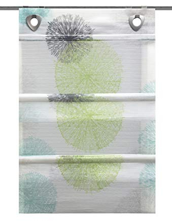 Magnetrollo Rawlins grün inkl. Haken | Raffrollo mit Magnetraffung | Gardine ohne Bohren Montage direkt am Fenster (BxH 45x130cm)