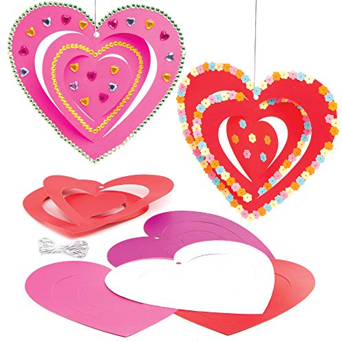 Baker Ross AT541 Baker Ross Herz Spirale Deko Bastelsets für Kinder (12 Stück) Kreativsets zum Basteln und Dekorieren zu Valentinstag ,