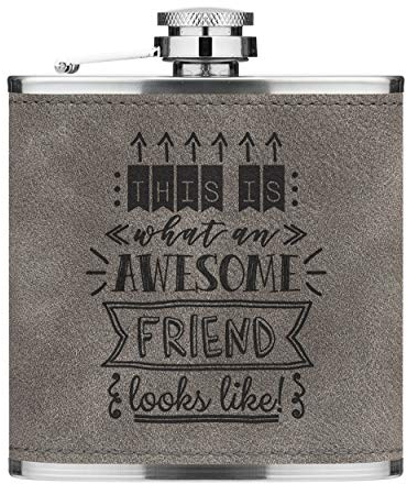 This Is What An Awesome Friend Looks Like 6oz Cuir PU Hip Flasque Gris Luxe