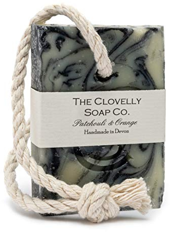 Clovelly Soap Co Natural Handmade Soap on a rope Bar (Patchouli & Orange, 100g) For all skin types.