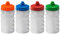 Foxberry 300ml Children's Small Refillable Water Bottles - 4 Pack - Hands Free Lid - Leakproof Spout - BPA Free - Blank For DIY Branding and Decoration - Dishwasher Safe - (Orange Blue Red Green)