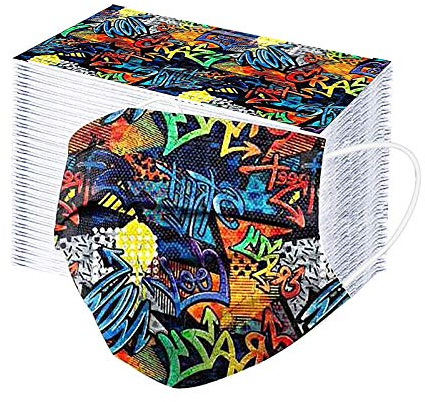Bumplebee 50 Stück Kinder Mundschutz mit Motiv Bunt MNS Mund Nasenschutz Cartoon Druck Maske Tücher Atmungsaktiv Multifunktionstuch Bandana Halstuch Schals