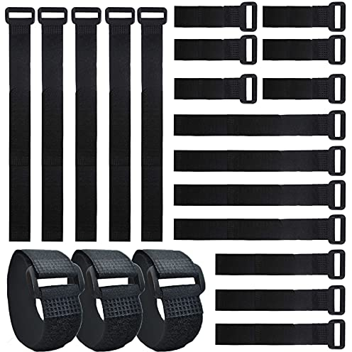 35 Stk Klett Kabelbinder Wiederverwendbar Klettkabelbinder 40cm 30cm 20cm 15cm Nylon Kabelklett Klettbinder Wiederverschließbar Kabel-Klettband Klettverschluss Schlaufenband Schwarz
