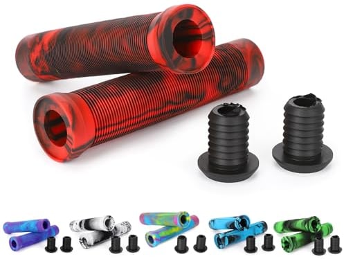Scooter Griffe - 145mm Stunt Scooter Fahrrad Griffe Grips Lenkergriffe - Mixed Color Lenker Griffe für Stunt Scooter BMX MTB Bike (Black/Red)