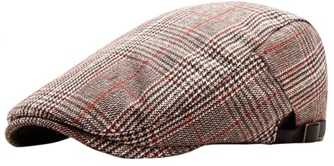 crazy bean Casquette Plate Bérets Tissu Écossais Style Vintage, Newsboy Cap Chapeau Unisexe Réglable, Chasse Golf Tir Casquette