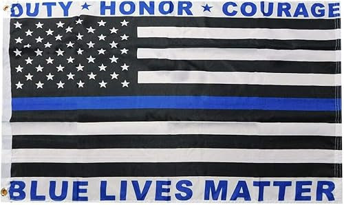 AZ FLAG - Flagge BLM Blue Lives Matter - 90x60 cm - Polizei Leben zählen Fahne 100% Polyester mit Messing-Ösen - UV-beständig - Vives Farben - 50g