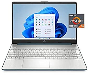 HP Ordinateur portable 15,6, FHD, AMD R5-5500U, 8 Go de RAM, 256 Go SSD, USB Type-C et USB Type-A, HDMI, microphone/webcam intégré, Windows 11, bleu épicéa