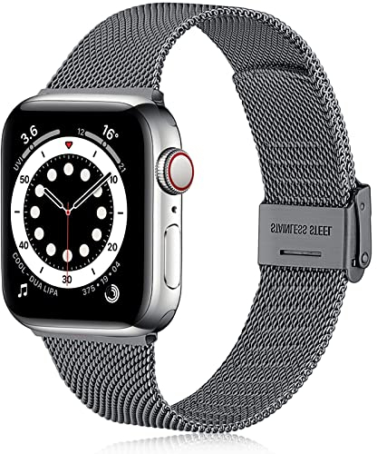Ouwegaga Kompatibel mit Apple Watch Armband 38mm 40mm 41mm 42mm 44mm 45mm 49mm, Ersatz Edelstahl Metall Armband Kompatibel mit iWatch Armband Series 9 8 7 6 5 4 3 2 1/SE Ultra,42mm/44mm/45mm/49mm Grau