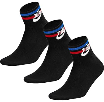 Nike DX5080-010 Everyday Essential Socks Unisex Adult BLACK/WHITE/GAME ROYAL/UNIVERSITY RED Size M