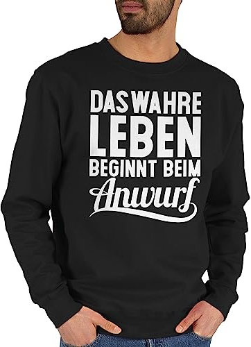 Sweater Pullover Sweatshirt Herren Damen - Handball EM 2024 Trikot Ersatz - Das wahre Leben beginnt beim Anwurf - S - Schwarz - handballer geschenk geschenke ball handball+sprüche handball,