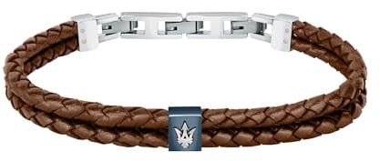 Maserati Recycled Leather Herren Armband aus Stahl,recyceltes Leder,IP BLUE - JM422AVE14