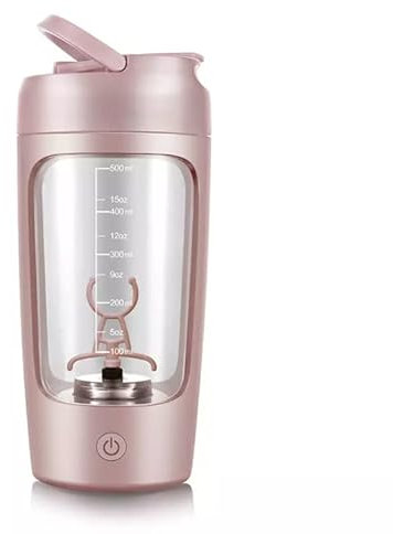 LA ULTIMA USB Rechargeable Electric Vortex Protein Shaker Mixer Bottle + Powder Store (Rose Pink)