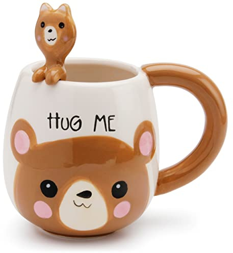 Mousehouse Gifts - Bear Mug and Spoon Set, Novelty Animal Mugs for Children
