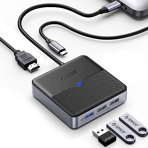 ORICO USB C Laptop Docking Station, USB C to HDMI Docking Station with 4K HDMI, 2*USB 2.0 Port,1 USB 3.0 5Gbps Port, 60W PD,Type C Multiport Adapter for Mac book/Macbook pro/iPad Lenovo Dell.