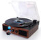 Hernido Vinyl Record Player, Belt-Driven 3-Speed Turntable, Bluetooth Speaker with Input & Output Function, Supports AUX-in, RCA Output, Headphone Jack
