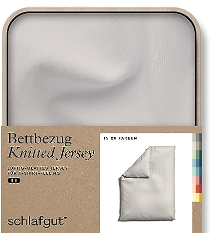 schlafgut Knitted Jersey Bettwäsche 135x200 cm Bio-Baumwolle, Sand Light | Bettbezug, Deckenbezug, Sand, Jersey, mit Elasthan, faltenfrei, bügelfrei, OEKO-TEX