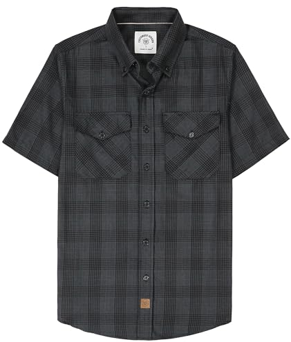 Dubinik®Chemise Fibre De Bambou Homme Chemise Homme Manches Courtes Poche Vintage Casual Carreaux Chemise Manche Courte Homme