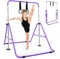 KAYMAN Foldable Gymnastics Horizontal Bar with Hand Protection Wrap, Adjustable Height & Feet - Durable Iron Equipment for Flexibility Training, Compact & Stylish - Perfect for Home Gym (Purple)
