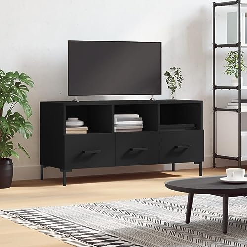 TJROO Meuble TV avec tiroirs Noir 102x36x50cm Bois Multicouche y Fer Console TV Mobile TV avec tiroirs Meubles Télévision Mobile Salon Meubles Salle Armoire TV