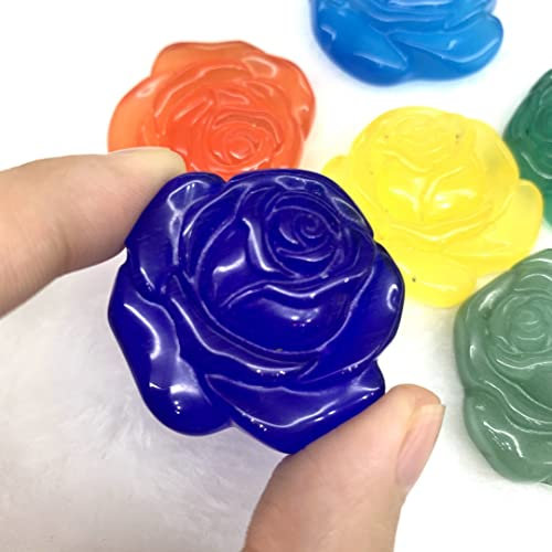 NWPNLXEA Natürliche Bunte Katzenaugen-Rose, blumenförmig, handgeschnitzte Blumen, dekorative Geschenke, natürlich und kann verwendet Werden for (Farbe: Rot) Raumdekoration (Color : Deep Blue)