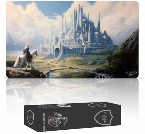 GuardMat - Minas Tirith (Genähte Kanten) – Spielmatte für Magic – Spielmatten für Magic The Gathering – Playmat kompatibel mit MTG, YuGiOh, Der Herr de Ringe, Pokemon, TCG, Kartenspielmatte