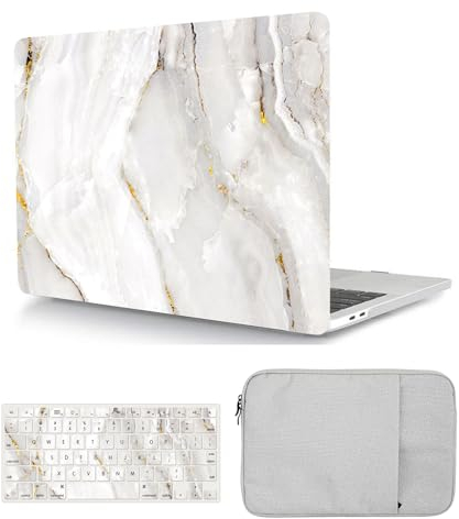 Hülle Case Kompatibel mit MacBook Pro 14 Zoll 2021 2023 Freisetzung A2442 A2779 A2918 A2992 M1 M2 M3 mit Touch ID, Ultradünne Plastik Hartschale Schutzhülle & Tastaturschutz & Tasche, Weißer Marmor