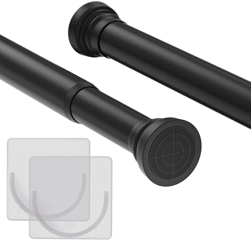 GOOWIN Duschvorhangstange Ohne Bohren, 80-204 cm Ausziehbar, Metall Teleskopstange für Badezimmer, Kleiderschrank, Fenster (Schwarz)
