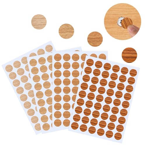VFANDV 21mm Schraubenabdeckung, 216 Stück PVC Abdeckkappen für Schrauben Rund Selbstklebend Möbelaufkleber Schraubenloch Aufkleber für Wandschränke Schreibtische Möbel Reparaturen, Holzfarbe