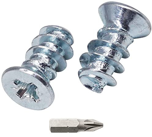 SKIR'CO (50 pièces) Vis Euro Zingué 6,3 x 13 mm, Vis de Coulisse de Tiroir, Tête Fraisée Plate, Vis de Charnière